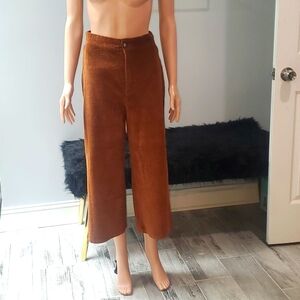 Carmel Color Corduroy Wide Leg Crop Pants